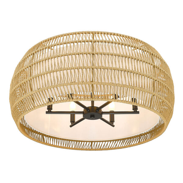 Everly Six-Light Semi Flush with Natural Rattan Shade, image 3